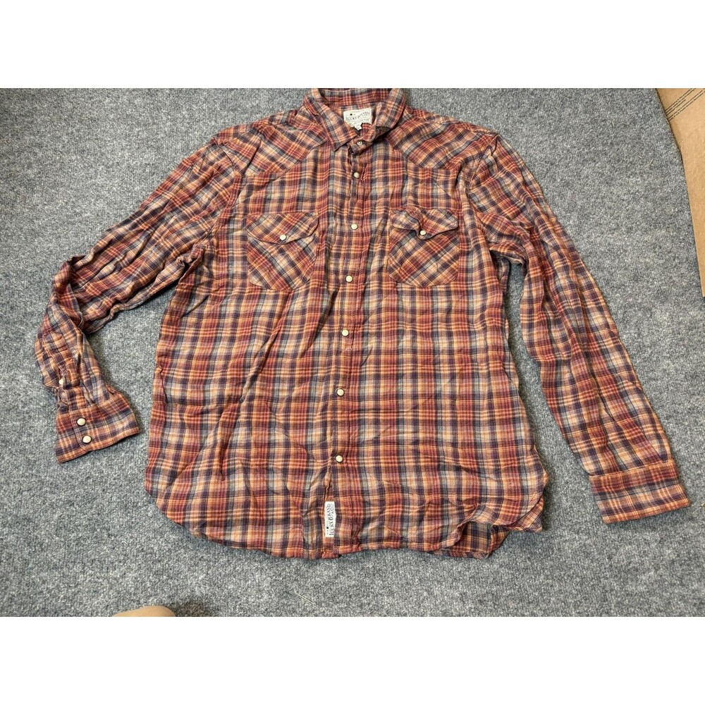 Lucky Brand Shirt Mens 2XL Multicolor Plaid Long Sleeve Pearl Snap Flannel